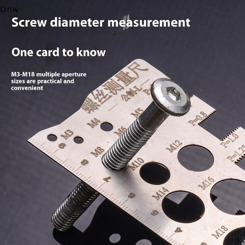 [Onw] สกรูเกลียว Pitch Gauge ไม้บรรทัดเครื่องมือวัด Bolt Nut เมตริกเครื่องจักรกลด้ายสกรูตัดเกจวัดมุมรุ่นวัด [th]