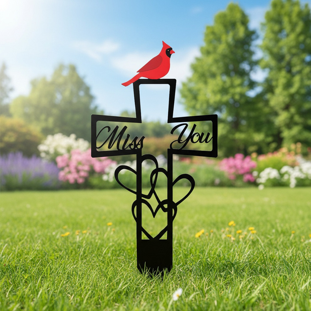 โลหะอนุสรณ์พื้นดิน Stake สําหรับ Remembrance Miss You Headstones Stake 5.87x11.82in Weatherproof สํา