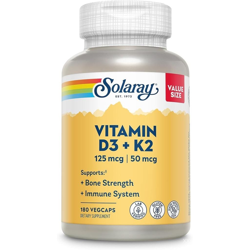 SOLARAY วิตามิน D3 K2, 180 VegCaps