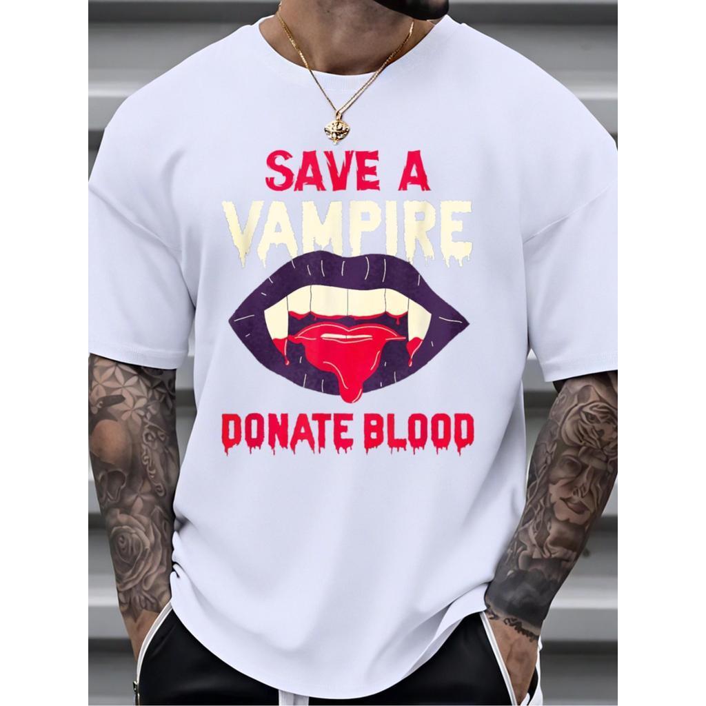 Mens Save A Vampire Donate Blood Dracula Gothic T-Shirt - Cotton 100% Soft Vampire-Themed