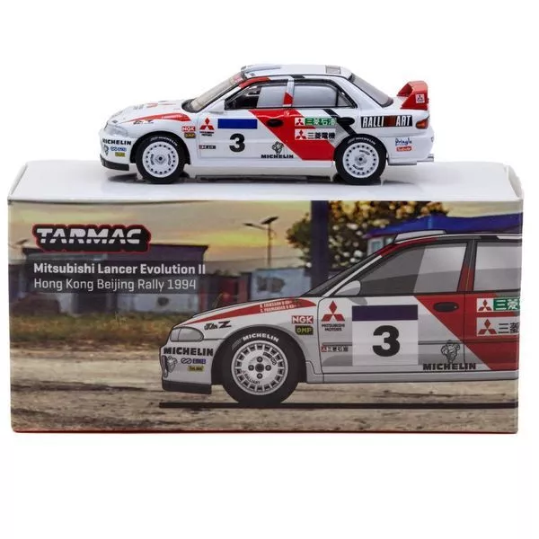 Tarmac Works 1/64 Mitsubishi Lancer Evolution II Hong Kong Beijing Rally 1994