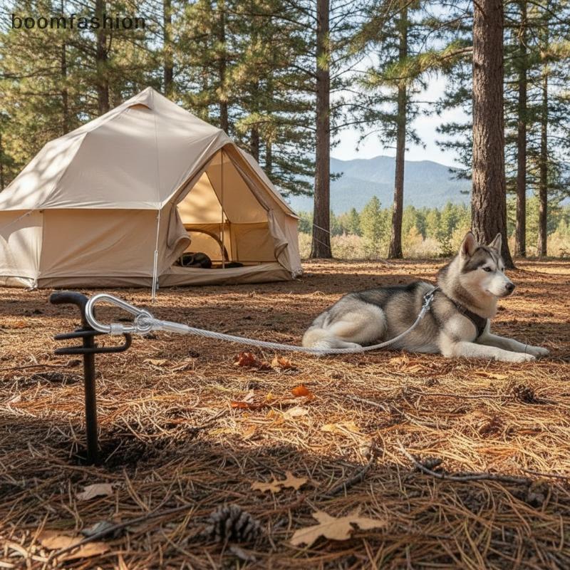 [BOOM] 2 ชิ้น Double-headed Dog Tie Out Cable Tangle ฟรี Chew Resistance Steel Leash with Metal Bule