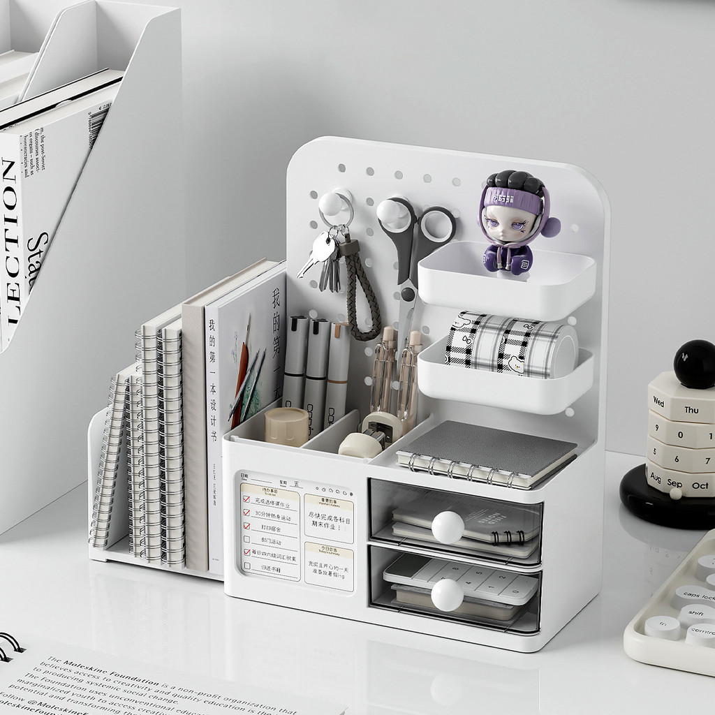 ช่อง Pegboard Organizer ความจุขนาดใหญ่โต๊ะเครื่องเขียนจัดเก็บ