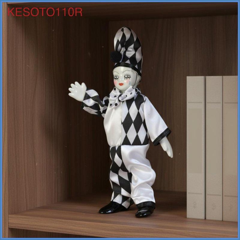 [kesoto110r] Porcelain Clown Doll Collectible Posable Ceramic Clown Doll Clown Court Fool