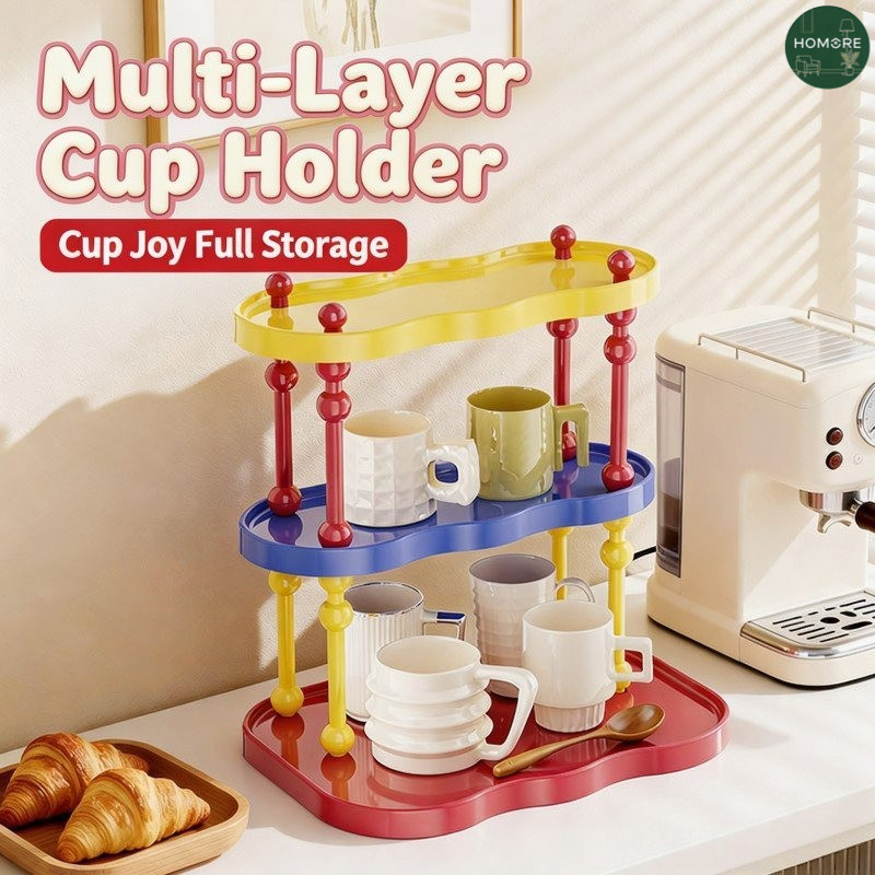 Dopamine Cup Shelf Rack PP Plastic Multi-Layer Anti Slip Storage Shelf for Kitchen Dressing Table