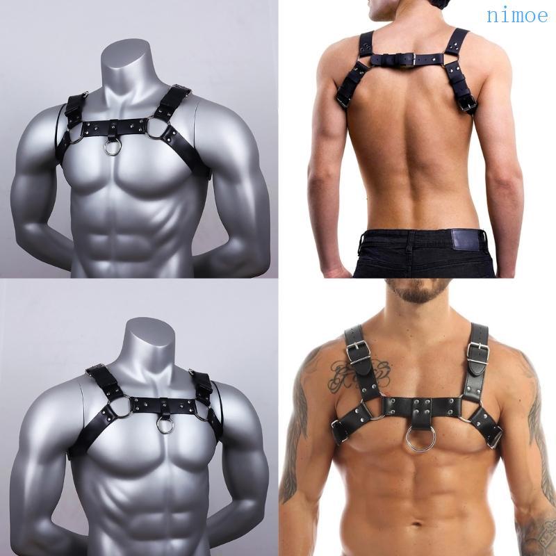 Nio Men Chest Belt with Buckle Rings Sex Restrain Chest Bandage for Cosplay