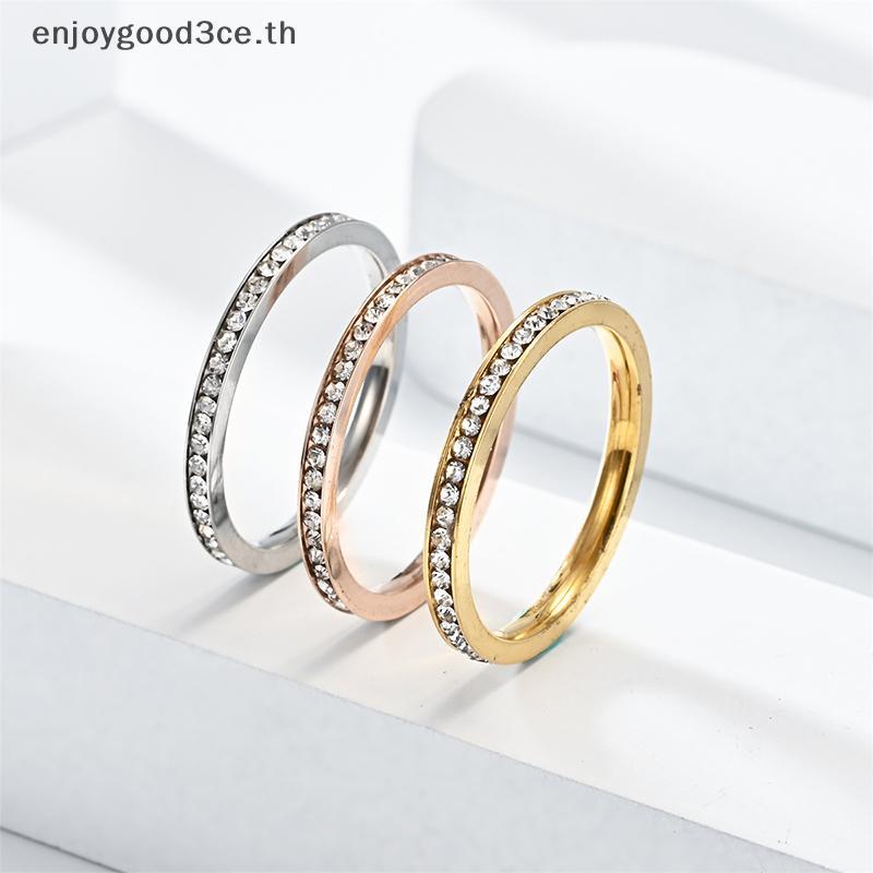 L&Z Fashion Simple Beautiful Inlaid Diamond Rings Stainless Steel Shiny Finger Rings For Women Men L