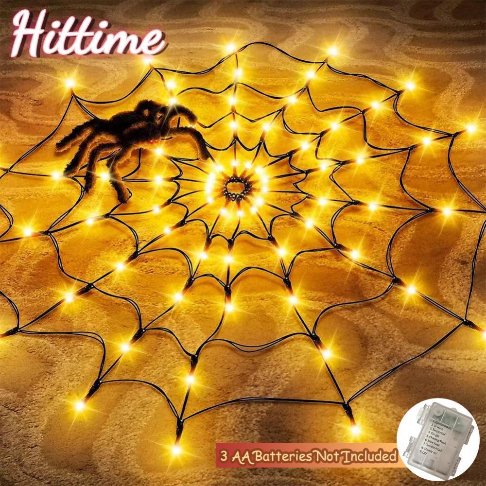 HITTIME LED Spider Web String ไฟ Prop ฮาโลวีนเครื่องประดับตกแต่งสําหรับ Haunted House Party Yard ตกแ