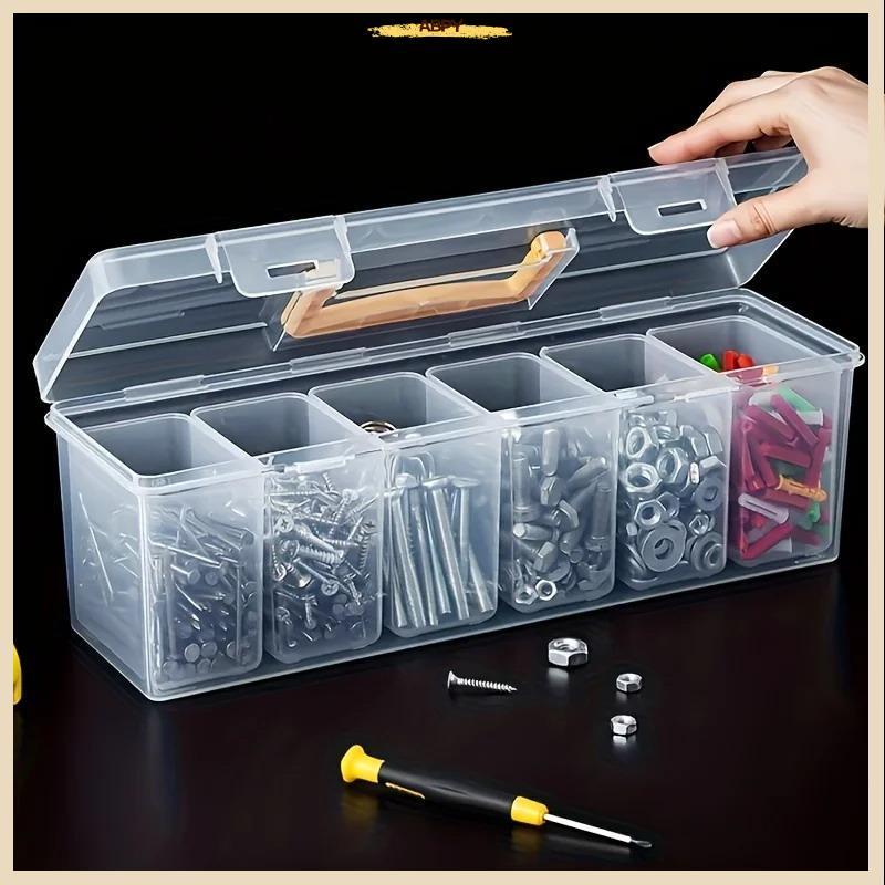 ABPY ปรับ Dividers เครื่องมือ Organizer ชุด 7 ชิ้นกล่องเก็บโปร่งใสสําหรับสลักเกลียวถั่วสกรู Paing So