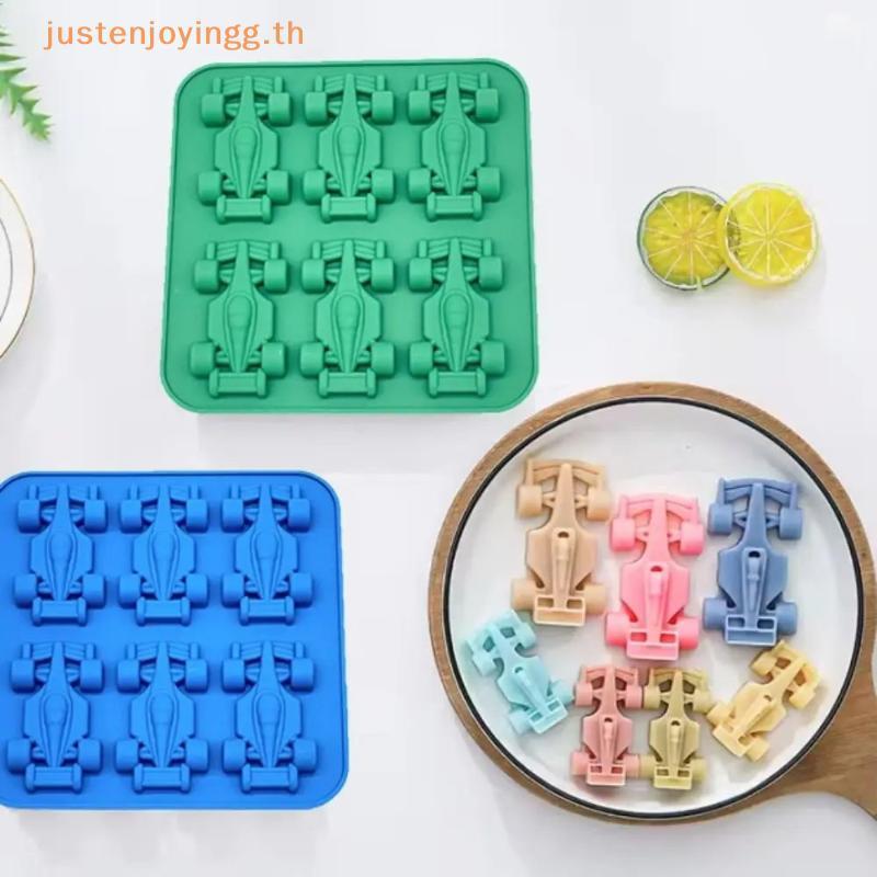 { JJTH } 6-Cavity 3D Racing Car แม่พิมพ์น้ําแข็งซิลิโคน Creative DIY Gadget สําหรับก้อนน้ําแข็งที่ไม