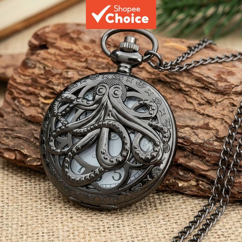 Hollow Octopus Flip Case Pocket Watch Hollow Dial Fashion Mens Pocket Watches