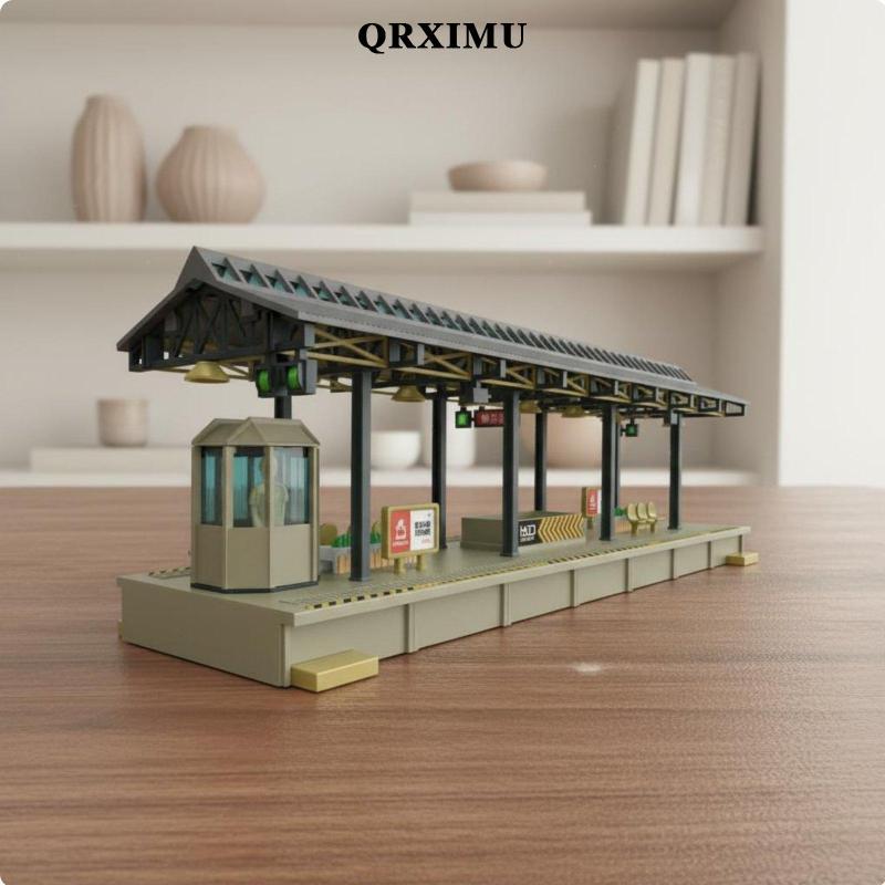 Sharprepublic HO Scale สถานีรถไฟหยุด Easy Assembly HO Scale Station หยุดรถไฟขนาดเล็กหยุดทาสีสําหรับน