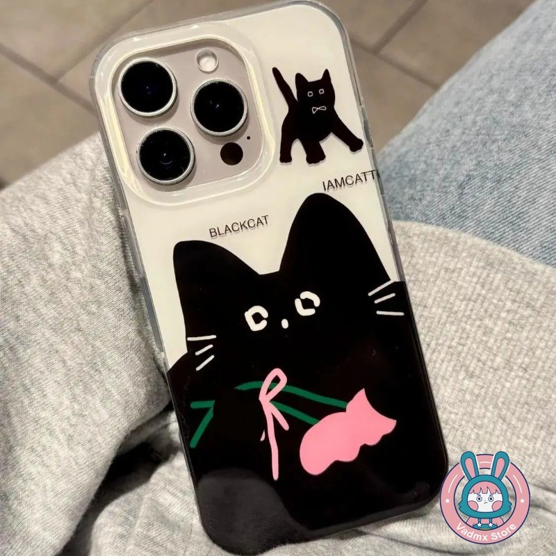 แมวดําการ์ตูนเคสโทรศัพท์สําหรับRealme V70 V70s V60 Q3 P1 Pro V50 V50s V23 V23i V13 Q5i Q3s Q3t Q3i 5