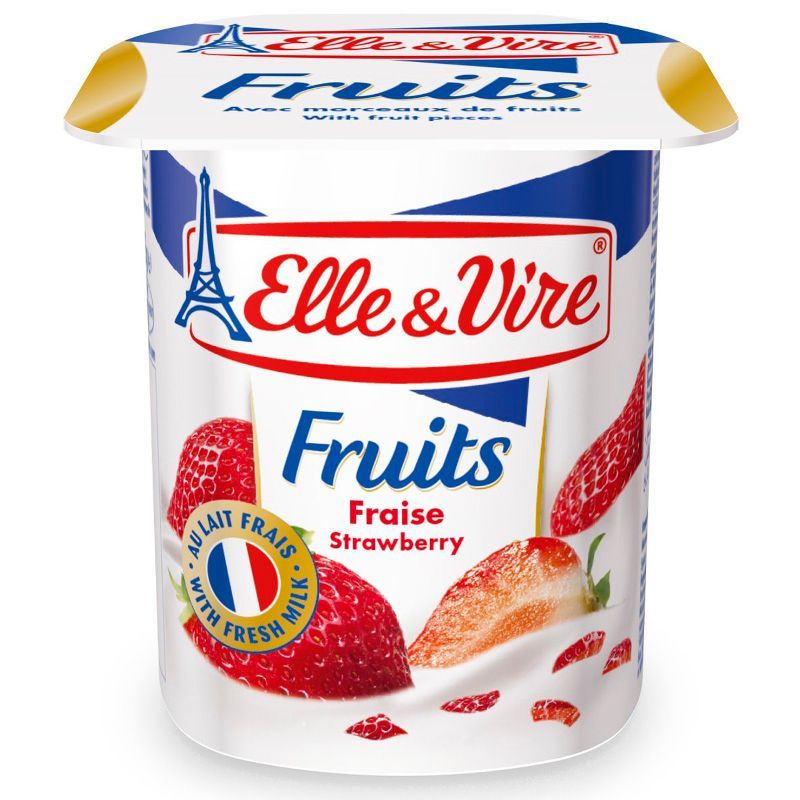 เอเล่&เวียร์โยเกิร์ตรสสตรอเบอร์รี่ 125กรัม Elle&Vire Yogurt Strawberry 125g.