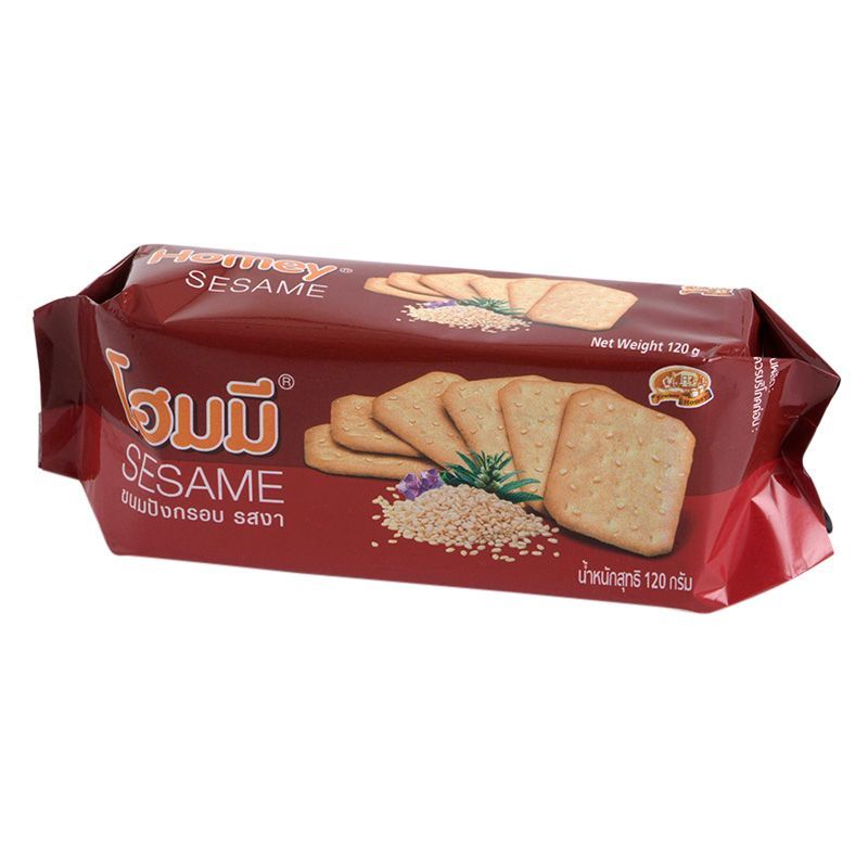 โฮมมี่ขนมปังงา 120กรัม Homy Crackers Sesane 120g