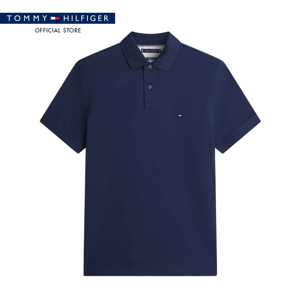 Tommy Hilfiger เสื้อโปโล ผู้ชาย รุ่น MW0MW32347 DCC - สีน้ำเงิน ทรง Slim