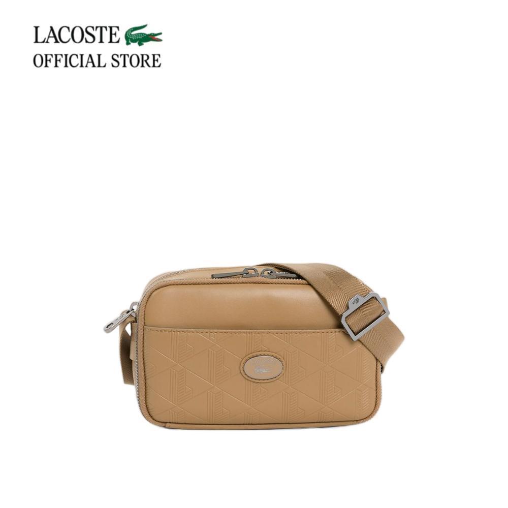 LACOSTE กระเป๋าผู้ชาย LEATHER MONOGRAM SATCHEL รุ่น NH5264MR - BROWN