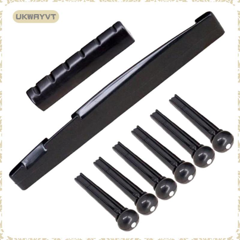 [ukwryvt] 6x Acoustic Guitar Bridge Pin & Guitar Saddle & Guitar Nut Kit Luthier Tool