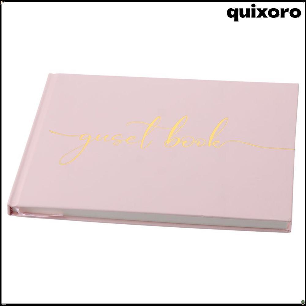 QUIXORO Guest Book, 24.3*18.4 CM Paper Wedding Guest Book, Elegant Pink/Black/White Guest Recording 