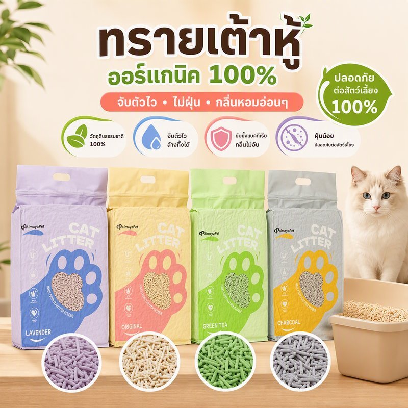 【AimayaPet】 ทรายเต้าหู้ Cat Litter 6/12 ลิตร ออร์แกนิค100% มี4กลิ่นให้เลือก เก็บกลิ่น จับตัวเป็นก้อนไว ทิ้งชักโครกได้