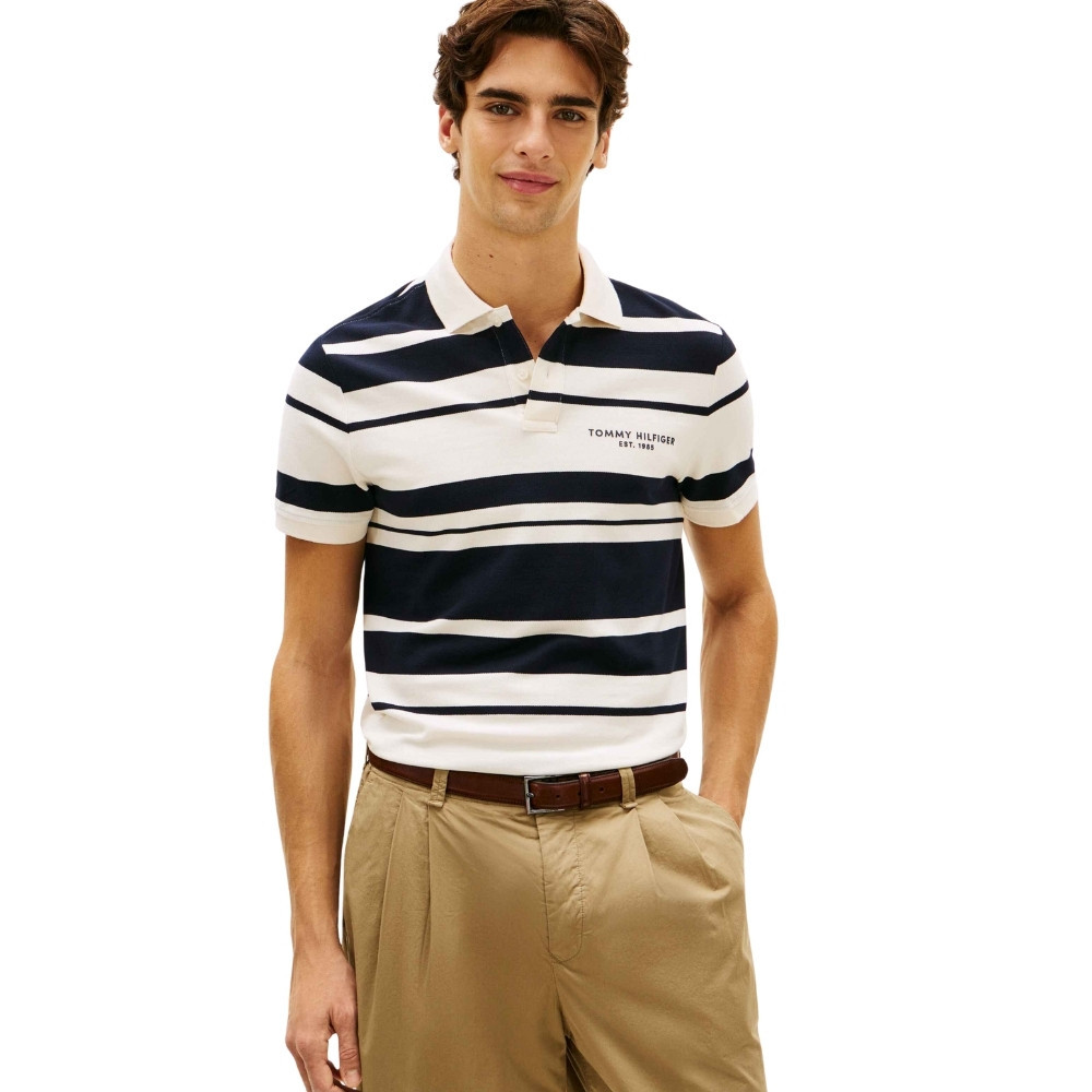 Tommy Hilfiger เสื้อโปโล ผู้ชาย รุ่น MW0MW42765 0A5 - สีน้ำเงิน ทรง Regular — صورة 2