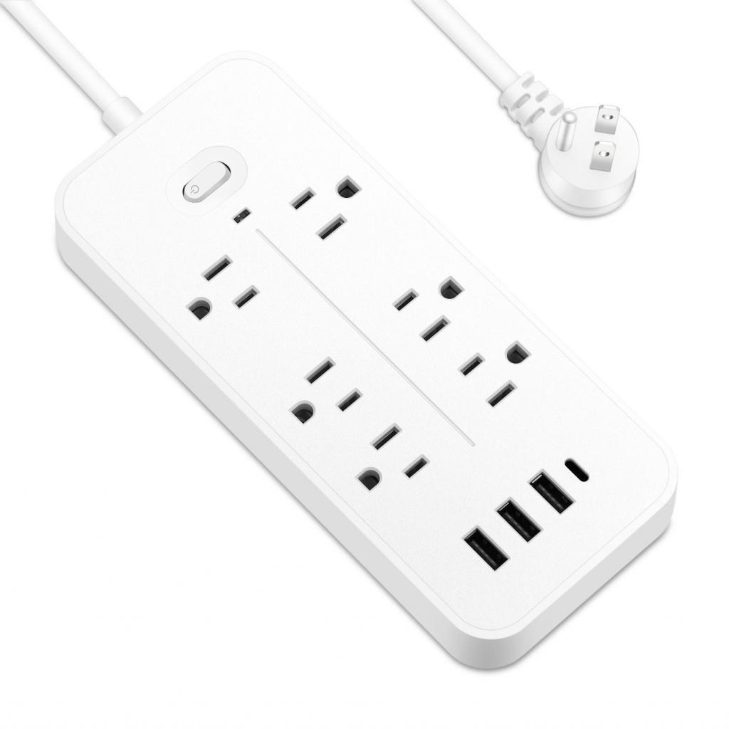 US Plug Power Strip 3 พอร์ต USB 6 Outlet Surge Protector สําหรับสํานักงาน