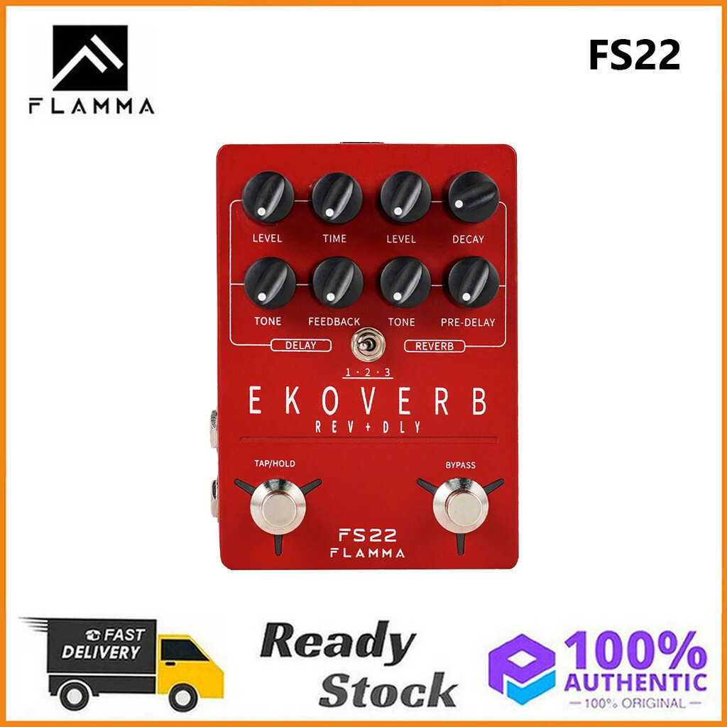 Original FLAMMA FS22 Ekoverb Dual Reverb Delay Pedal พร้อม Freeze และ Track PowerTH99 XDSF