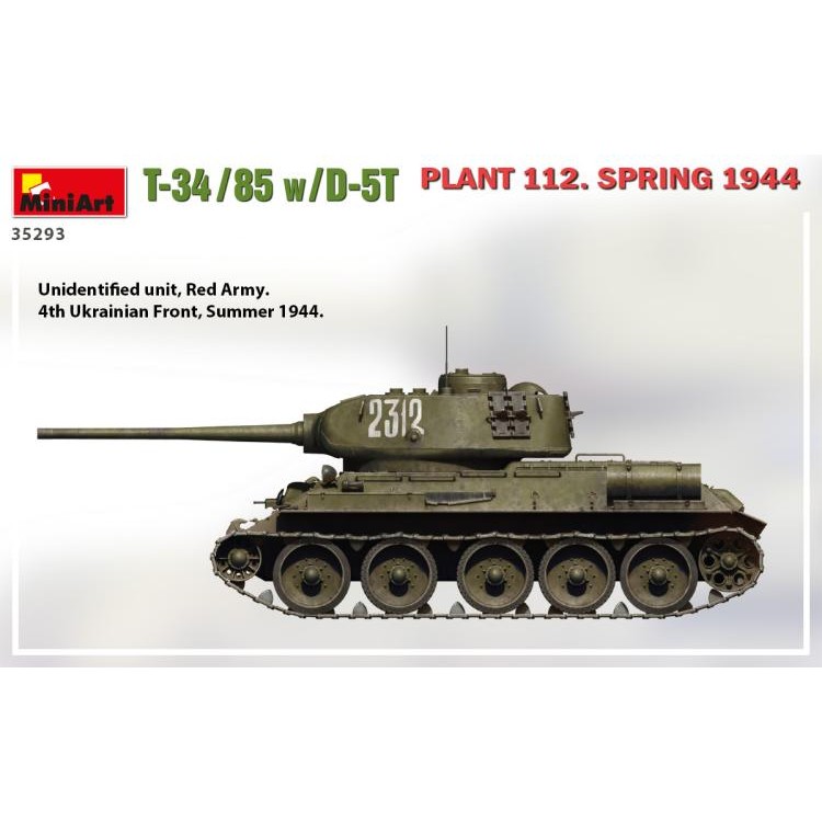 √ British Miniart Model 1/35 โซเวียต T-34/85w/D-5T Tank 1944 35293