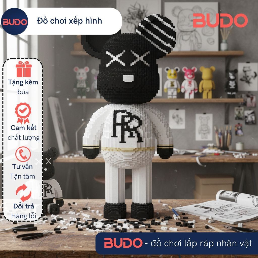 Đồ Chơi Lắp Ráp Mô Hình gấu bạo lực trắng 2RR 2 chữ rờ cỡ lớn 1m 90cm roll royce