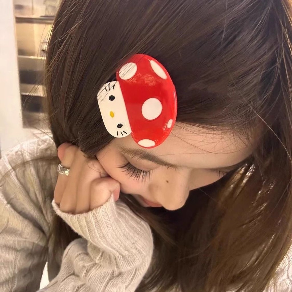 กิ๊บติดผม Hello Kitty สีแดงขนาดเล็ก สไตล์ญี่ปุ่น สำหรับตกแต่งทรงผม