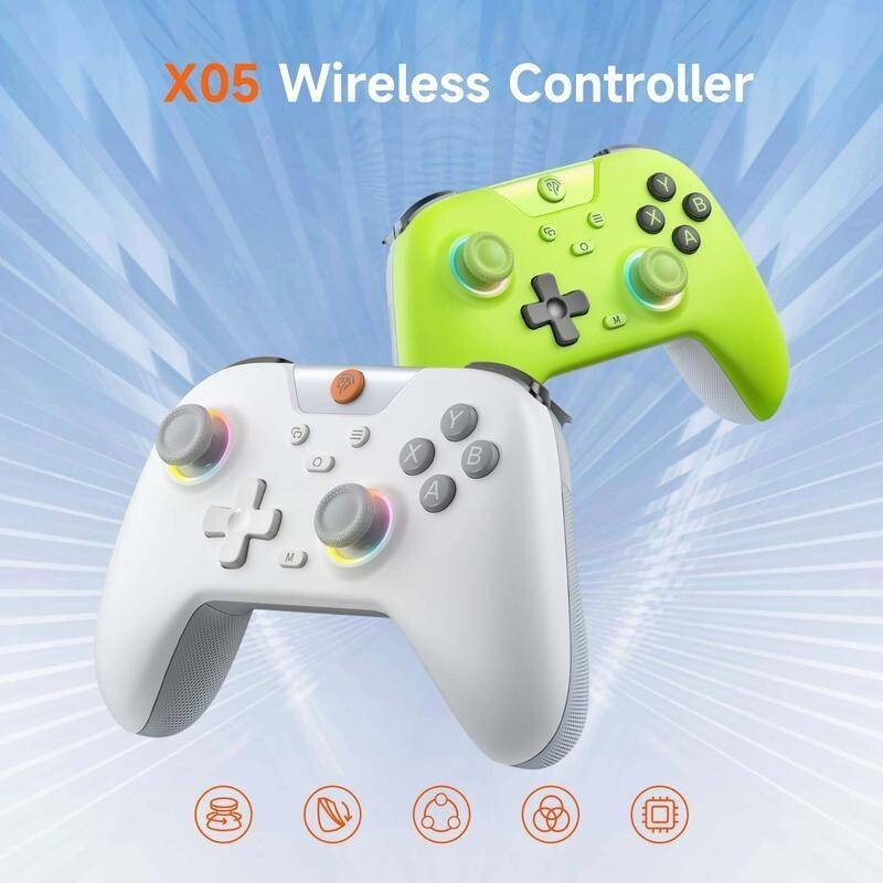 EasySMX X05 Gamepad บลูทูธ Gang Controller ใช้งานร่วมกับ PC/โทรศัพท์/สวิทช์/ Steam Gamer, RGB Light,