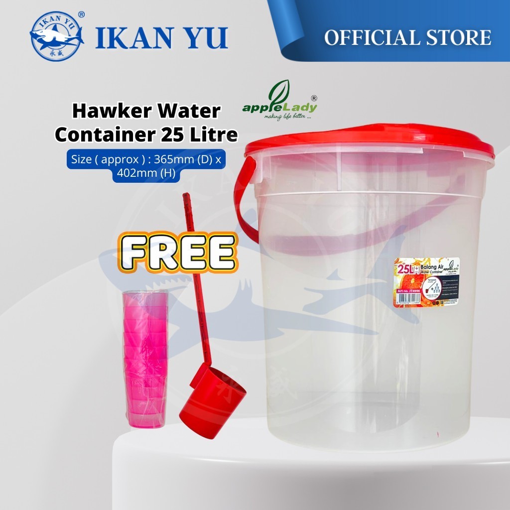 YU x Applelady เครื่องจ่ายน้ําผลไม้ 25L พร้อมสกู๊ป / Balang Air / Hawker Water Container Pasar Malam