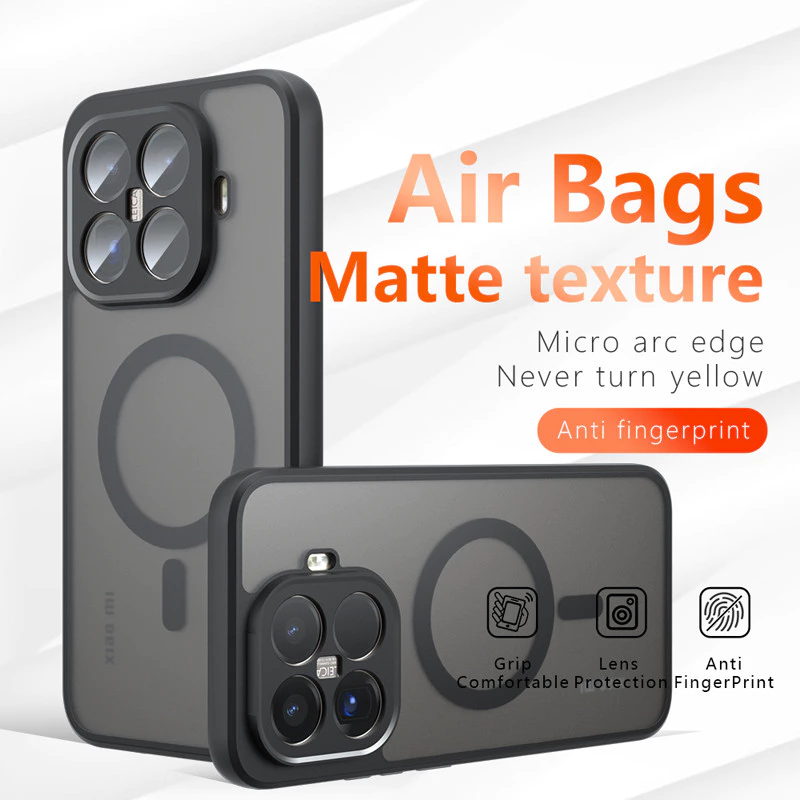 สําหรับ Xiaomi 15T Pro 15T กรณี ELVEV กันกระแทก Matte PC + TPU ป้องกันลายนิ้วมือโปร่งแสงฝาครอบดูด