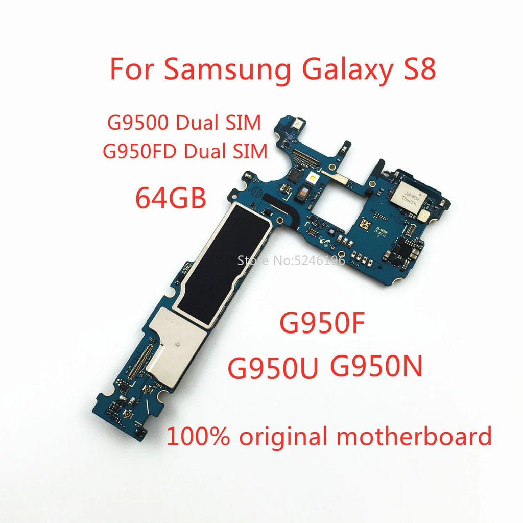 1pcs สําหรับ Galaxy S8 G950FD G950F G950U G950N G9500 64GB 100% เดิมปลดล็อคเมนบอร์ดเปลี่ยนชิ้นส่วน