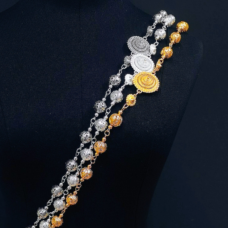 Vintage Jewelry สร้อย สังวาลย์ สีเงิน ชุดไทย  สร้อยคอแฟชั่น ผู้ใหญ่