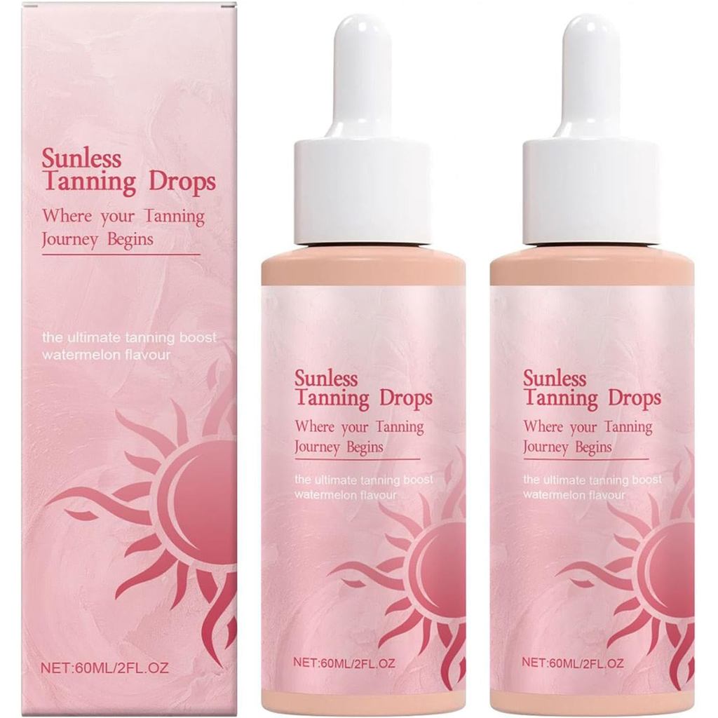 แทนหนิงหยดเพื่อดื่ม | หยดฟอกหนังดื่มซันเลส 2 แพ็ค | Natural Ingredient Bronzing Tan Drop Drink สําหร