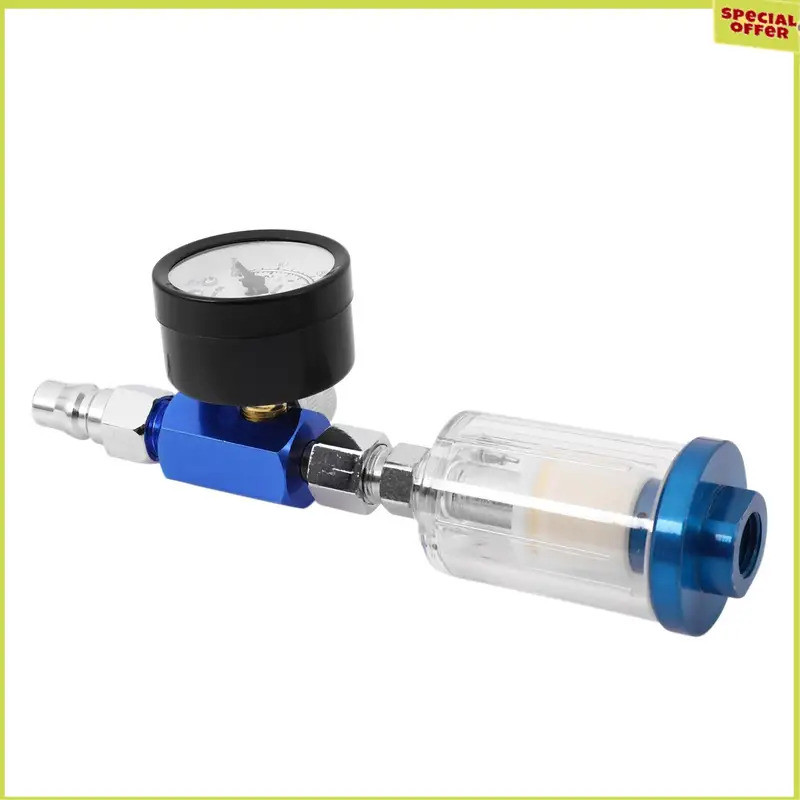 A34R 1/4 Scratch Air Pressure Regulator Gauge เครื่องมือสเปรย์ & In-Line Water Trap Filter Oil-Water
