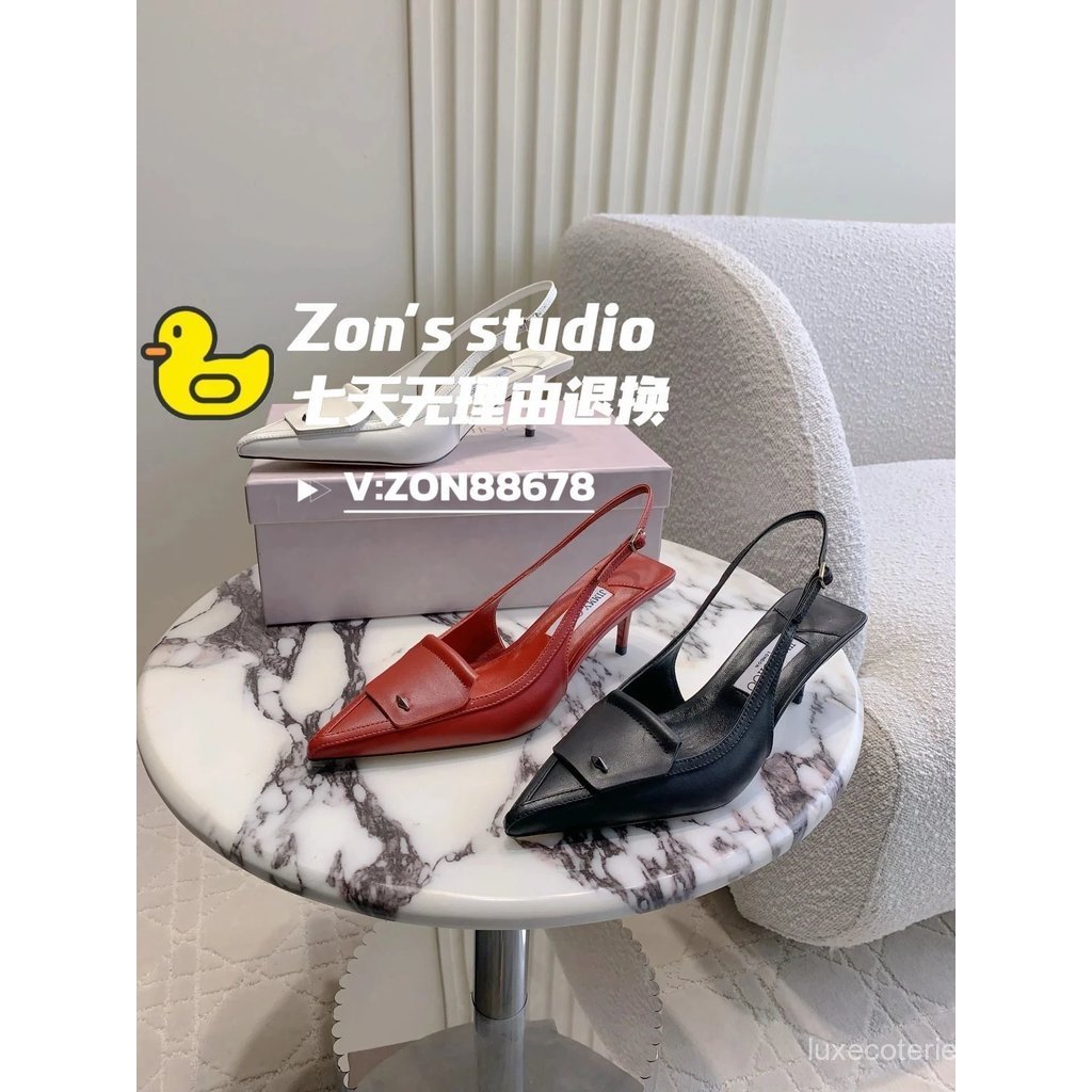 รองเท้าส้นสูง Jimmy Choo สไตล์ใหม่ พื้นนุ่มสบาย หนังแกะคุณภาพสูง