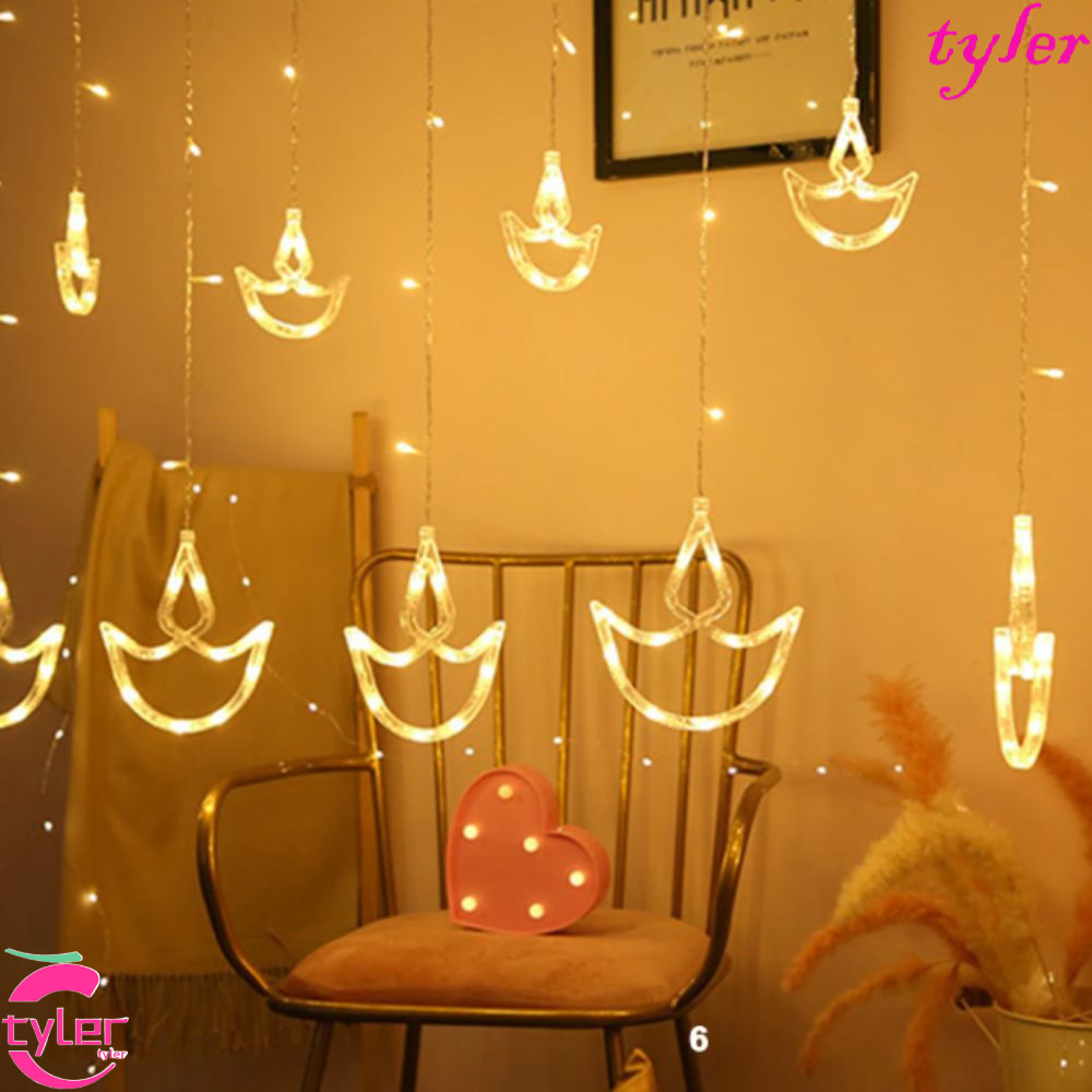 TYLER Diwali Light, Brilliant Night Happy Diwali Curtain Light, Diwali ตกแต่งปลั๊ก USB รูปหัวใจไฟ LE