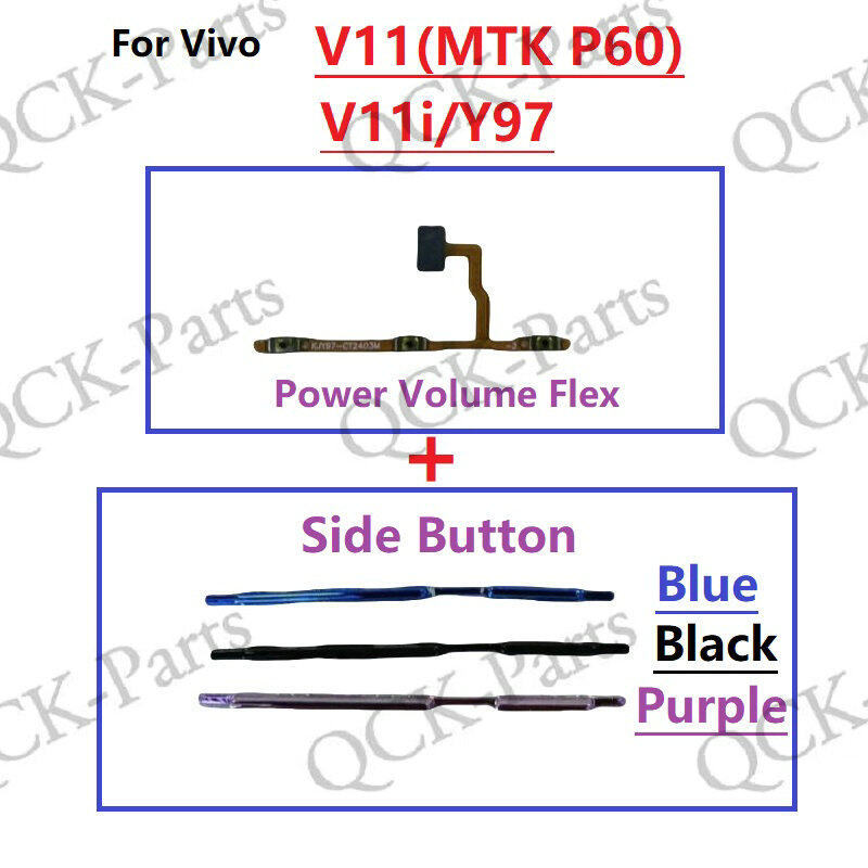 สําหรับ Vivo V11 (MTK P60) V11i Y97 ปุ่มปรับระดับเสียงด้านข้าง Flex Cable Keys ปุ่มปิดระดับเสียงปุ่มขึ้นและลงด้านข้างเปลี่ยนส่วน