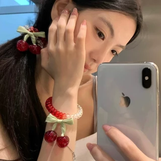 ยางรัดผม แบบเกลียว ลายเชอร์รี่ มาใหม่