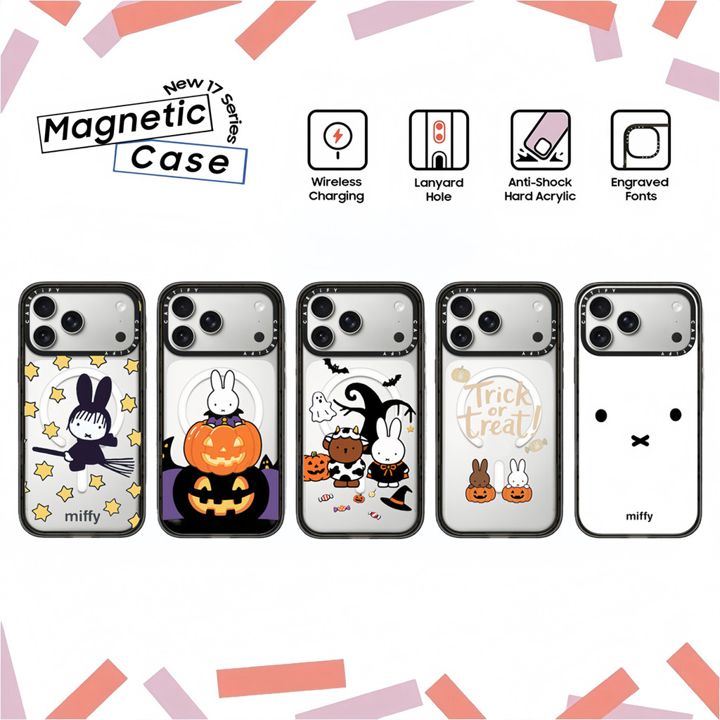 CASETi Miffy ฮาโลวีน Happy Together เคสอะคริลิคพลาสติกแข็งสําหรับ iPhone 17 16 Air 12 13 14 15 Plus Pro Max ปลอก