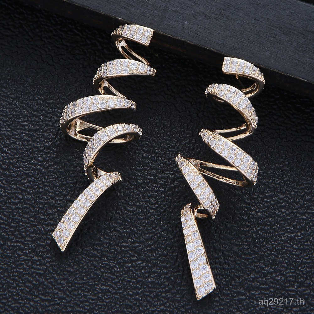 ต่างหูสไตล์ยุโรปแบบเกลียวเพทายนานาชาติ ดีไซน์เรียบง่ายแต่หรูหรา EZ1