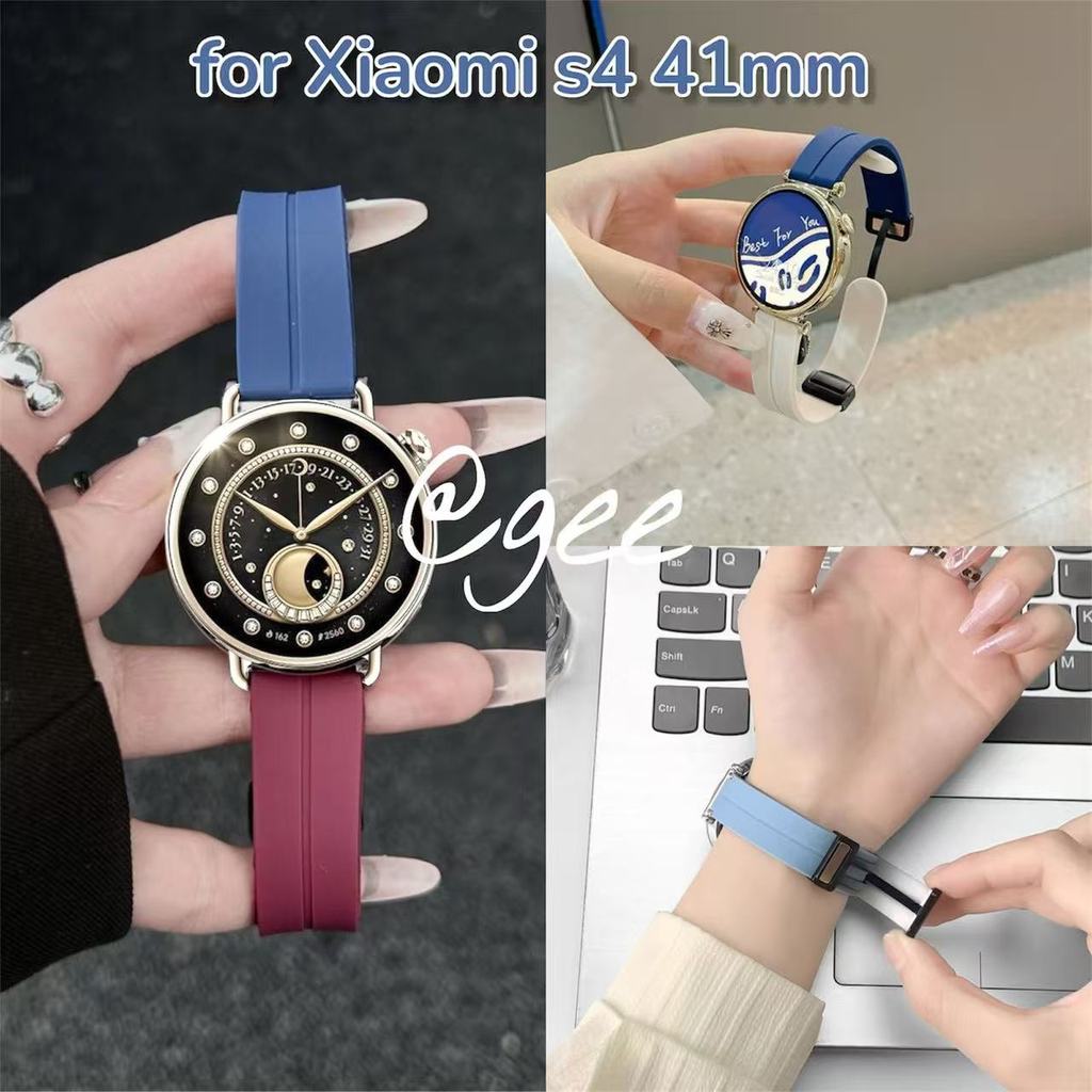 (พร้อมส่ง)สายนาฬิกาสำหรับxiaomi watch S4ตัวเรือน41mmสายชิลิโคนแม่เหล็กสายคว้าง18mm