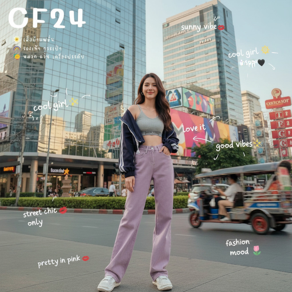 ꕥCatalog Fashionꕥ กางเกงยีนส์ขายาวทรงกระบอก รุ่นสีสวยละมุน 3 สี