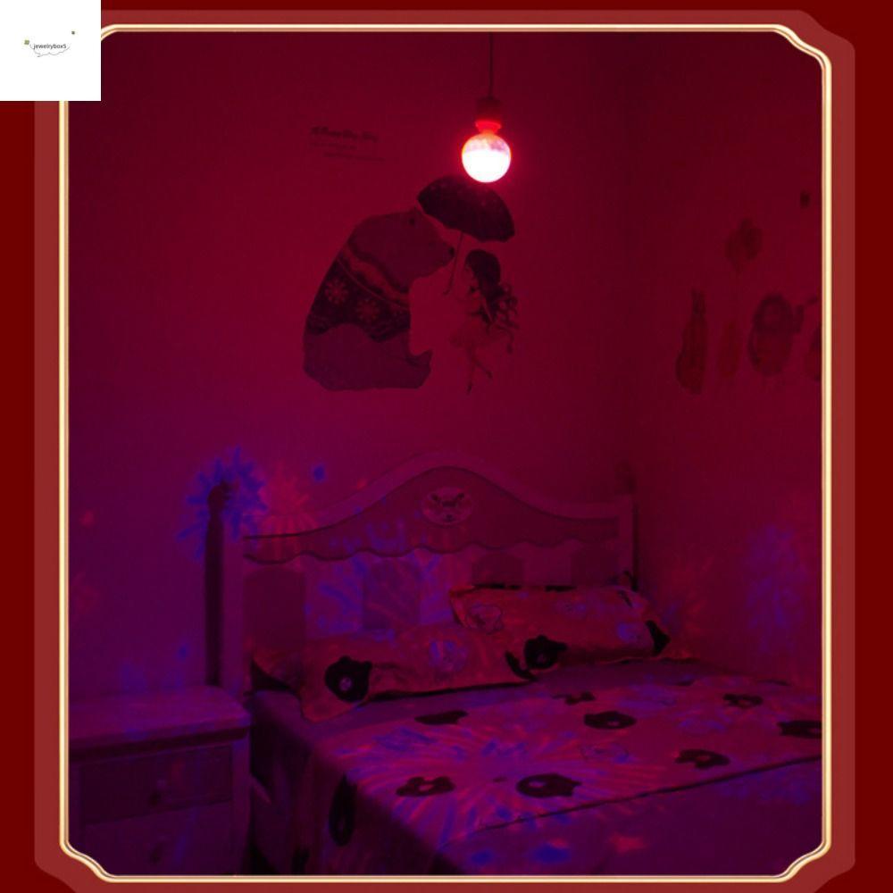 JEWELRYBOX5 หลอดไฟสีสันสดใสปีใหม่, หลอดไฟฉายภาพความสุขโชคดี, การเปลี่ยนสีอวยพรที่มีสีสัน E27 เกลียวป