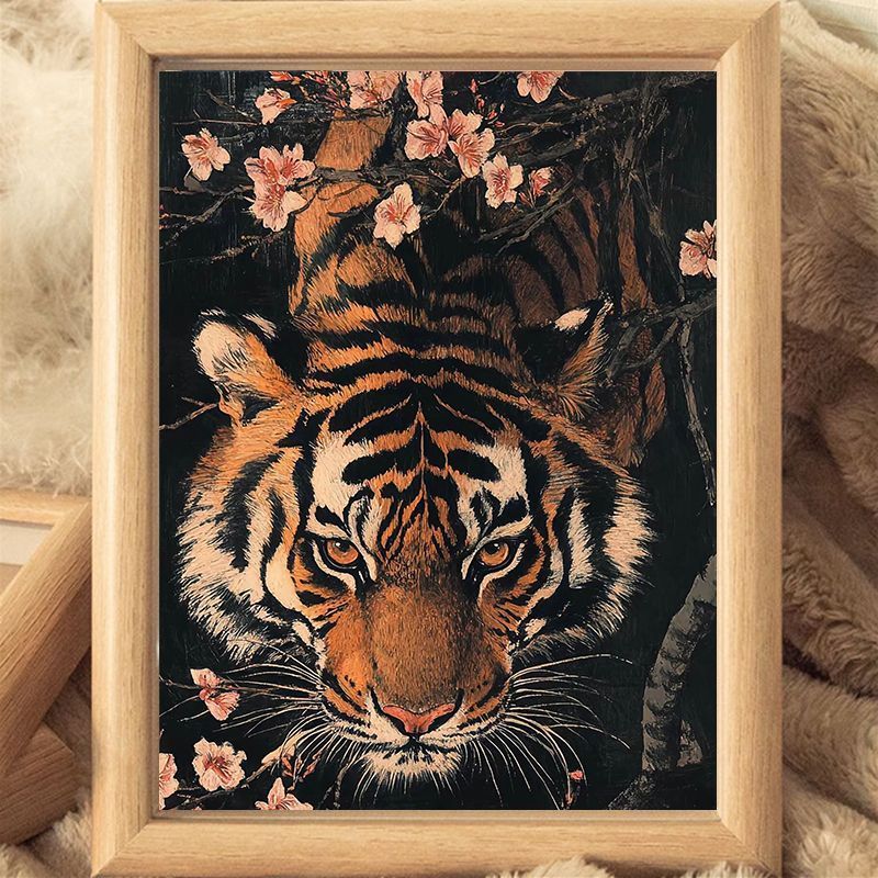 虎相框摆台猛虎求财镇宅招财中国风玄关房间书房摆Tiger Photo Frame Set Up Table Tiger Seeking Wealth Town House Lucky China202