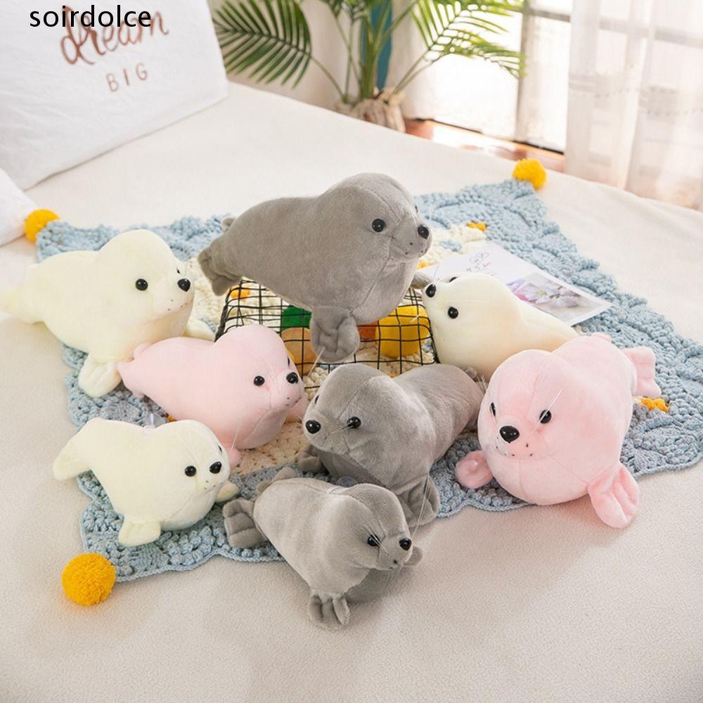 SOIRDOLCE Seal ตุ๊กตาตุ๊กตา, สัตว์หมอน Fluffy Seal Plush ตุ๊กตาของเล่น,แฟชั่นน่ารักขนสัตว์ Comfy Sea