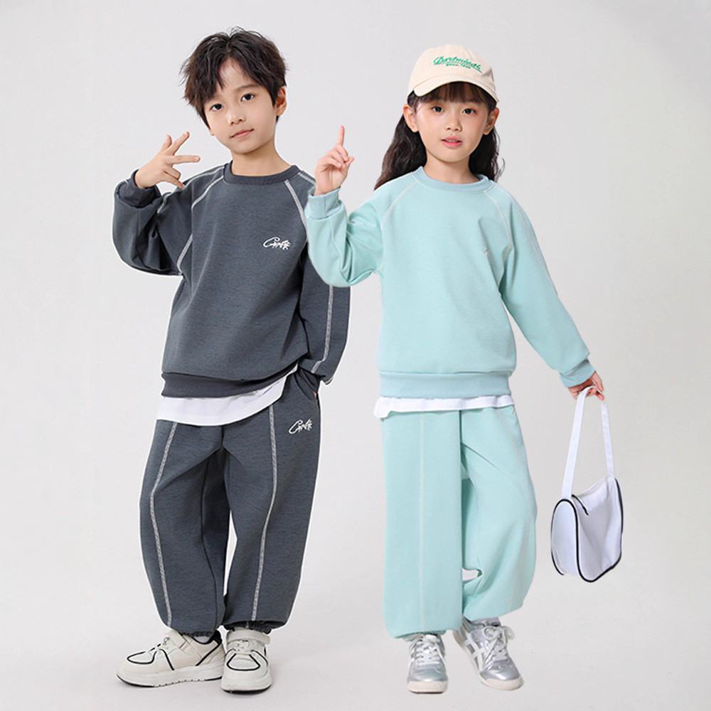 ฤดูใบไม้ร่วงฤดูหนาวเด็กขนแกะเสื้อกันหนาวหมวกกางเกงชุด2025ใหม่ชายหญิงกีฬาที่อบอุ่นเสื้อสวมหัววอร์มสองชิ้น - รูปที่ 2