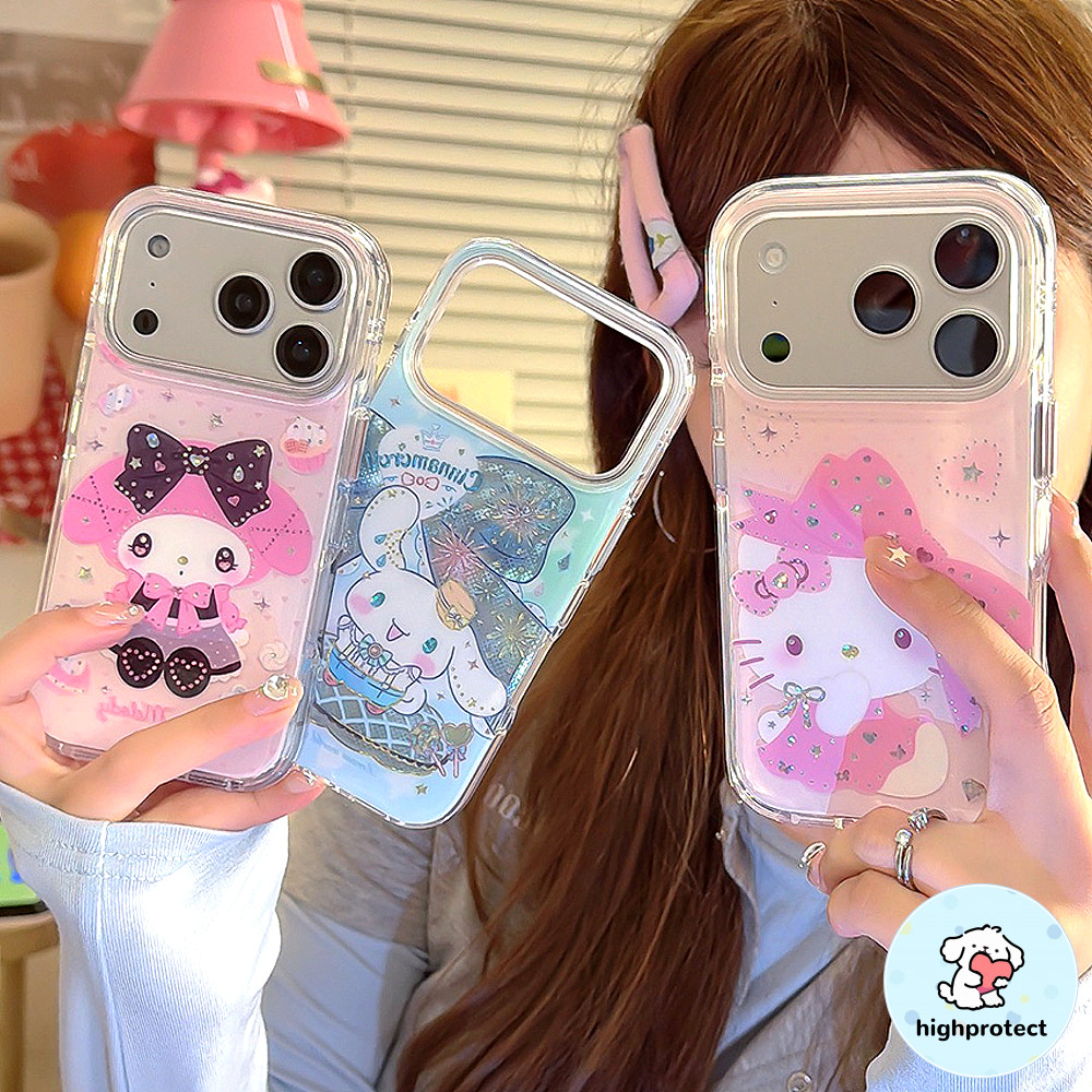 ญี่ปุ่นเกาหลีประณีตเพชรที่มีสีสัน KT Cat Melody Cinnamoroll เคสโทรศัพท์สําหรับ Iphone 17 16 15 14 13